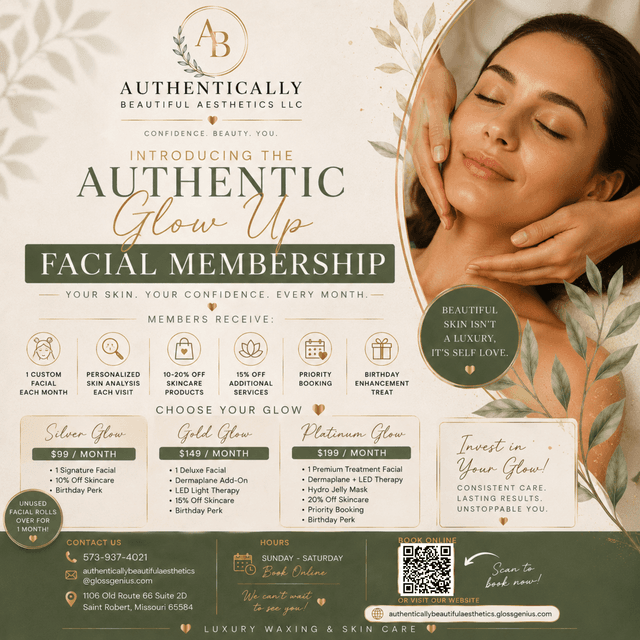 Facial Membership Platinum Glow at Authentically Beautiful Aesthetics in Saint Robert, MO